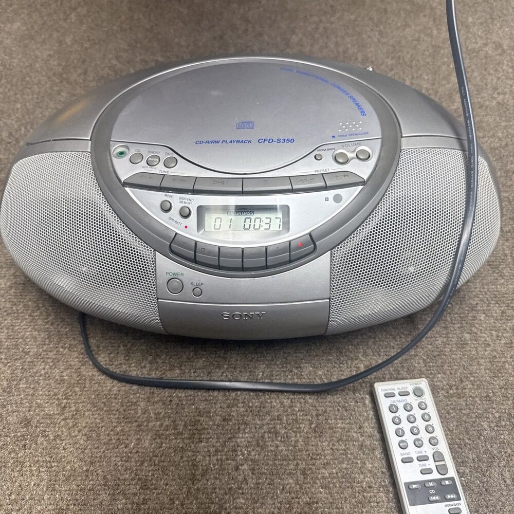 Sony CD-R/RW Playback CFD-S350 Cassette Radio Wide Directional Convex Boombox